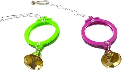 Bird Mirror Toy with Bell Swing Hanging Ringer Leather Mirror Toy Parrot Cage Accessories Decoration for Small and Medium Parakeet Cockatiel Finch Lovebird Conure Budgie Cockatoo African Grey (D)