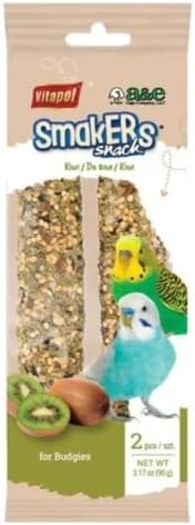 Vitapol Smakers by A&E Cage Co Kiwi Treat Sticks for Parakeets – Twin Pack Bird Treat Sticks – Natural Hanging Foraging Snack with Real Kiwi for Parakeets, Budgies & Small Hookbills