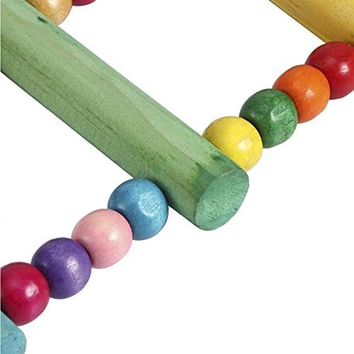 Wood Climbing Ladder Toy Colorful Wood Beads Climbing Ladder Toy Parakeet Swing Bird Toy with Hanging Hook