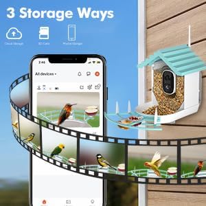 Smart Bird Feeder with Camera, Bird House with Solar Powered AI Recognition Instant Notifications, Feeder with Wireless Camera Ideal Gift for Bird Lover