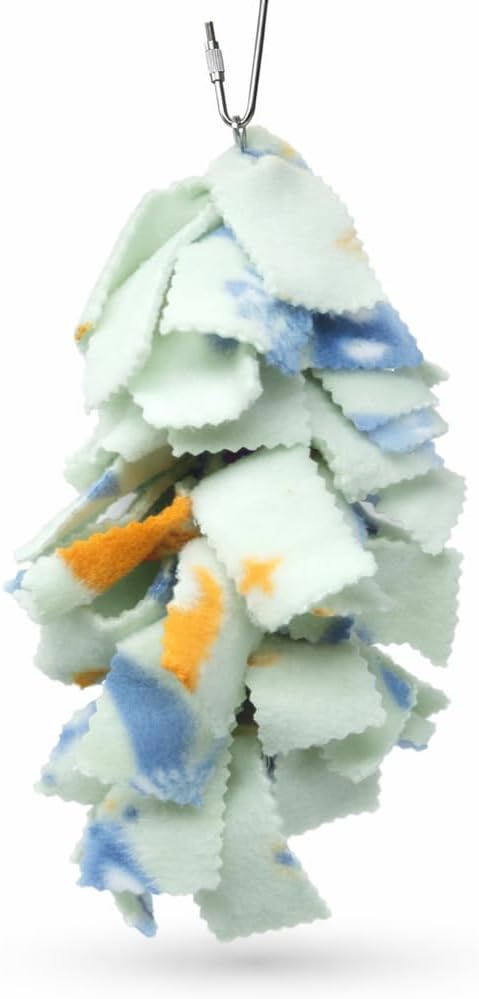Bonka Bird Toys 1555 Medium Fluff - Colorful Fleece Hanging Toy for Birds, 9" x 3"
