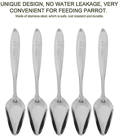 GOTOTOP Bird Parrot Feeder Spoon, Stainless Steel, 5.9 Inch, 5 Pieces, for Baby Birds