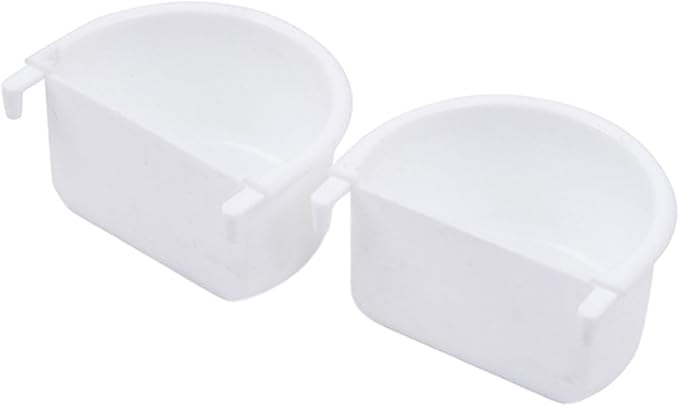 2Pcs Bird Feeding Dish Sturdy Hanging Feeding Bowl Easy to Install Bird Food Tray Bird Cage Accessories for Conures Lovebirds, 7.4cmx6.3cmx3.9cm