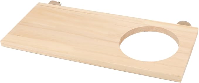 Wontee Bird Perch Stand Wooden Platform for Cockatiels Conures Rats Gerbils Chinchillas Squirrels (M1- with Hole)