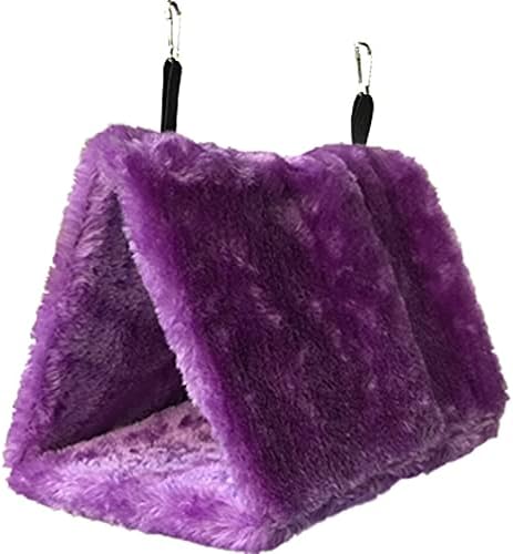 2 Pack Warm Bird Nest House Bed Hanging Hammock Plush Hanging Snuggle Cave Sleeping Bed Happy Hut for Parrot Parakeet Cockatiel Conure Cockatoo African Grey Macaw (Blue&Purple)