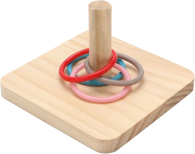 Bird Trick Tabletop Toys Wooden Ring Tower Toy for Parrot Parakeet Budgie Lovebird Intelligence Training