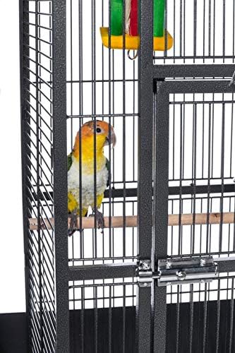 Prevue Pet Products Dome Top Bird Cage - Powder‑Coated Steel Cage with Wheels, Push Button Locks, Seed Guards and Perch, Ideal for Cockatiels, and All Small-Medium Sized Birds - Black Hammertone