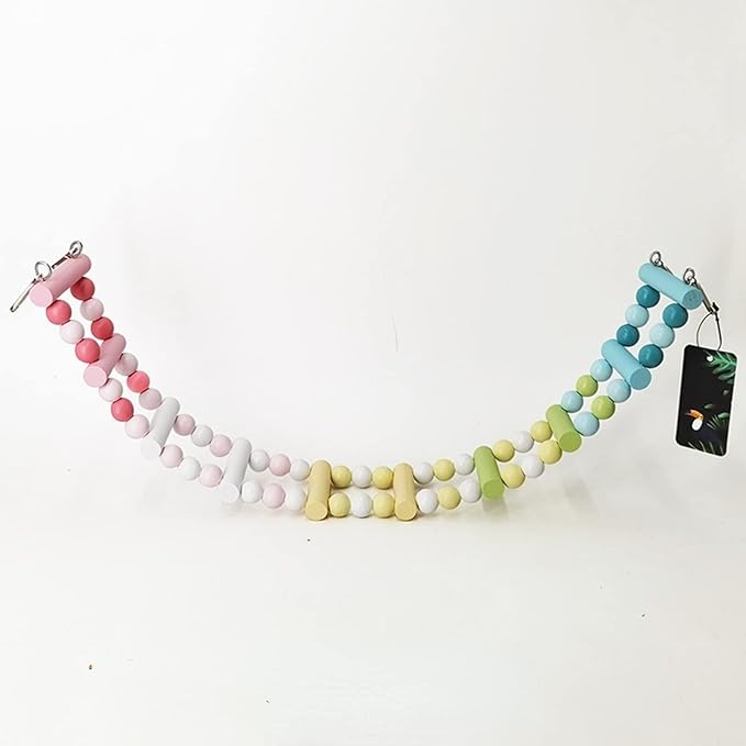 Bird Parrot Toys Ladders Swing Chewing Hanging Pet Cage Accessories Hammock Toy for Small Parakeets Cockatiels, Lovebirds, Conures (Macaron Color Ladder 10 Step), grey