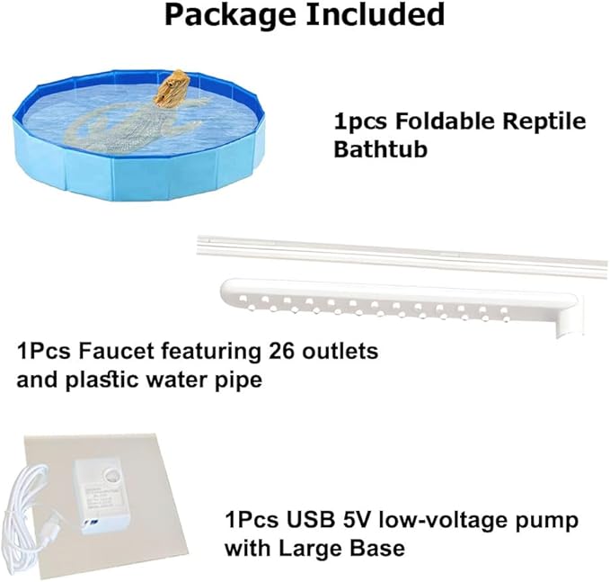 Large Electric Bearded Dragon Pool, Electric Bathtub for Bearded Dragons, Bearded Dragon Pool, Bearded Dragon Swimming Pool with Faucet, Bearded Dragon Accessories, Bath for Bearded Dragon
