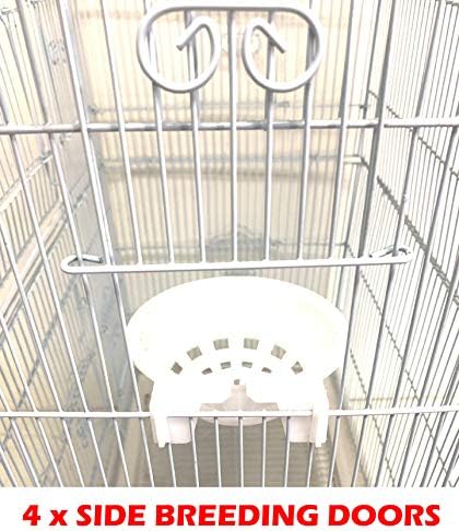 Large Pagoda Bird Parrot House Canary Parakeet Cockatiel Lovebird Finch Bird Home Cage Side Nesting Box Doors with Removable Rolling Stand