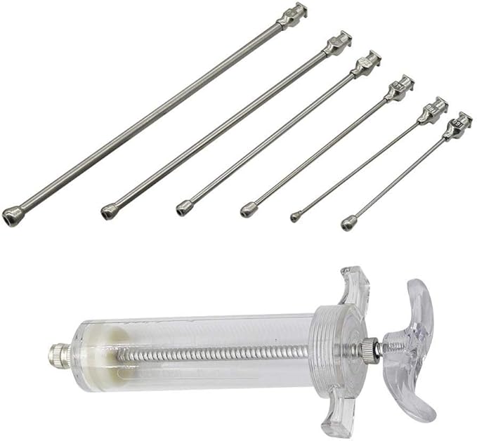 YITON Bird Feeder 50Ml Animal Feeding Syringe with 6Pcs Straight Stainless Steel Gavage Tubes Bird Feeding Accessories 1Set