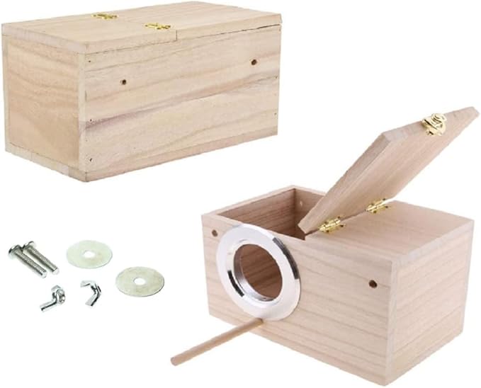 Bird Nest Breeding Box Cage Wood House for Finch Lovebirds Cockatiel Budgie Conure Parrot (S-7.8 X 4.7 X 4.7IN)