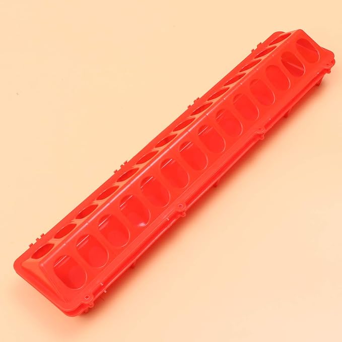 Pigeon Feeder Slot Container Fowl Feeding Dish Pigeon Storage Trough Bird Food Dispenser Parrot Feeder Duck Food Bowl for Poultry (Red)