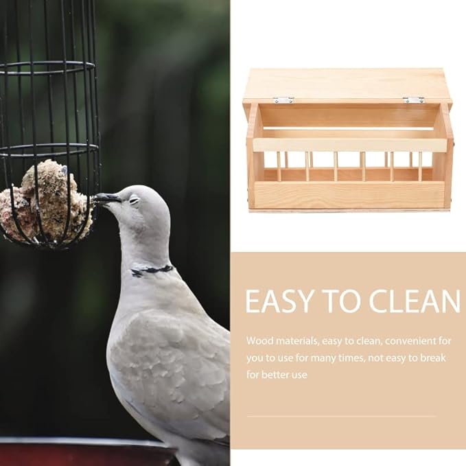 Pigeon Feeding Trough Bird Feeding Dish Dispenser Wooden Feeder Wooden Feeder Food Tool Chicken Duck Poultry House (50cm 18holes)