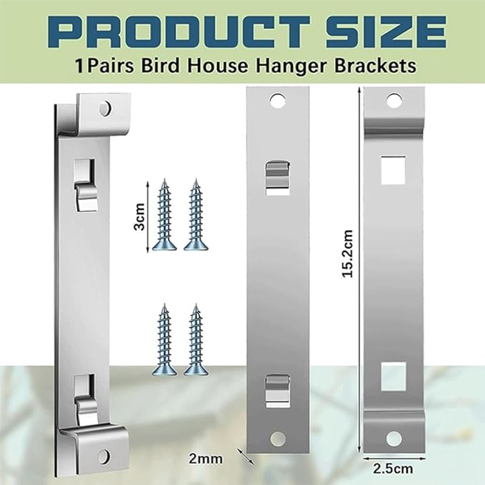 1Sets Bird House Hanger Bracket Stable Rust Proof Galvanized Steel Bird House Mounting Bracket for Securing Bird Houses, Silver