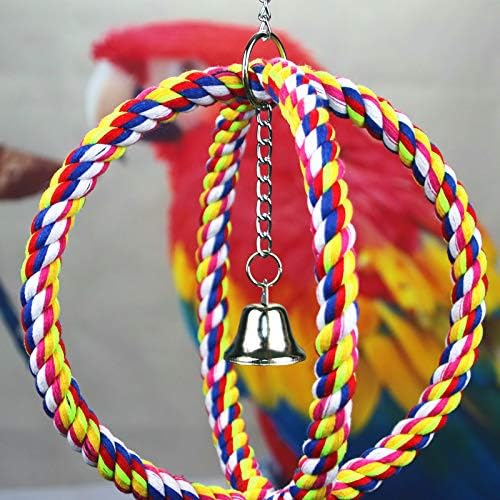 Litewoo Bird Swing Perch Stand Cotton Rope 2 Two Rings Toy for Parrot Budgie Parakeet Cockatiel Conure Lovebird Finch Canary Cockatoo African Grey Macaw Eclectus Amazon Cage Accessories