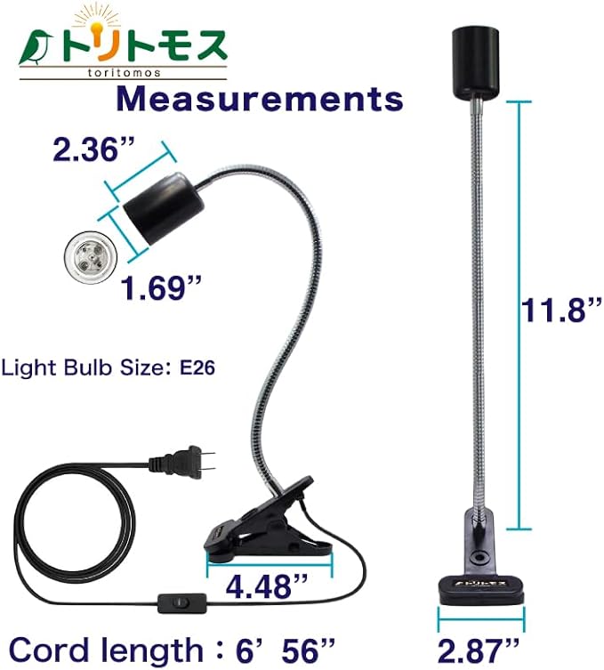 FUNKS TORITOMOSU Bird Cage UVB Light Combo Kit, AvianSun Lamp 2.4% UVB UVA 20W Compact Fluorescent Bulb for All Kinds Captive Birds