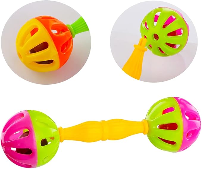 DQITJ 4 Pack Bird Barbell Dumbell Foot Toy for Small Bird Parrot Green Cheek Parakeet Cockatiel Conure Love Birds