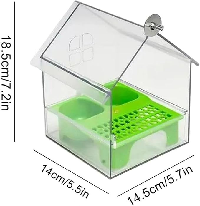 Pull-Out External Parrot Feeder, Parrot Feeder, Hanging Wild Bird Seed with Squirrel Proof Tray, Bird House, Decorative Clear Bird Bath Tub Easy to Fill, Clean for Finch and Hummingbird