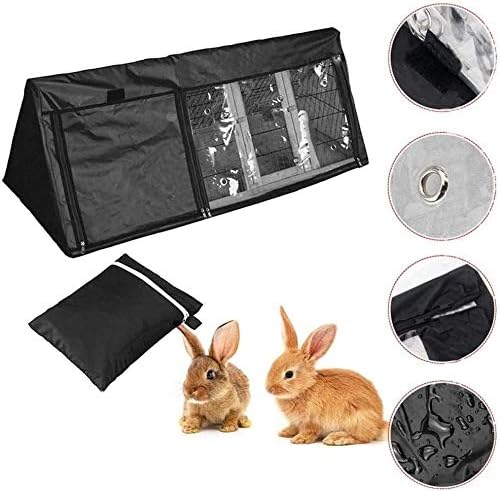 Rabbit Cage Cover UCARE Triangle Rabbit Hutch Cover 210D Waterproof Rabbit Cage Dust Cover Double Layer Bunny Hutch Cover Black