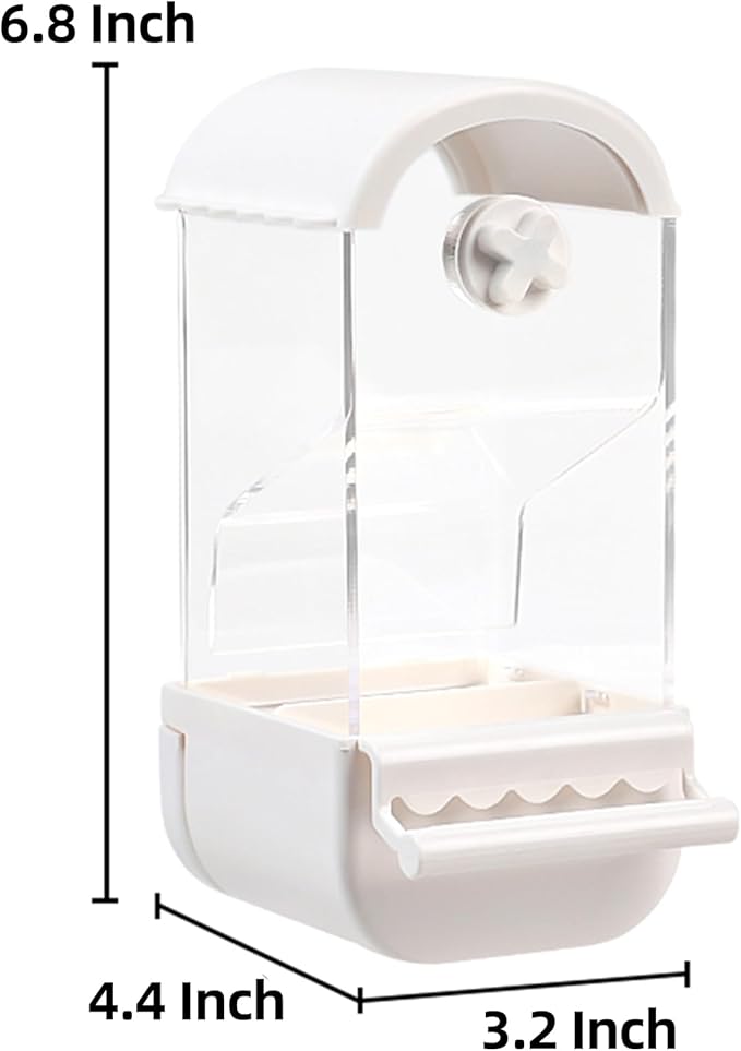 No Mess Parrot Automatic Feeder Anti-Scattering Bird Feeder for Cage Bird Food Bowl Container Parakeet Cage Accessories Finch Lovebirds Budgies Canary (Round Roofs)