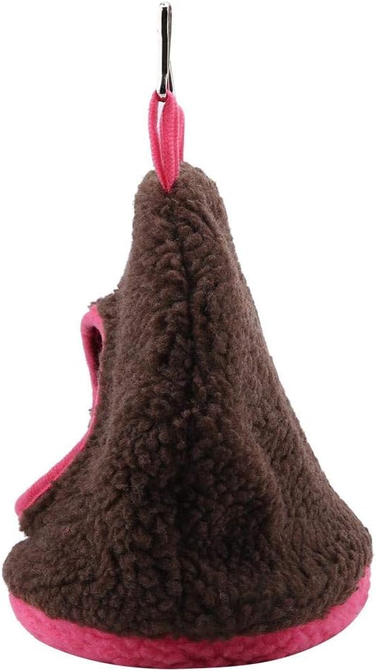 Bird Nest Hammock Tent Bed Bird Nests, Winter Warm Bird Nest House Parrot Nest Pet Bird Nest Winter Warm Hammock Hanging Cave Cage Plush Tent Bed(Dark Brown)