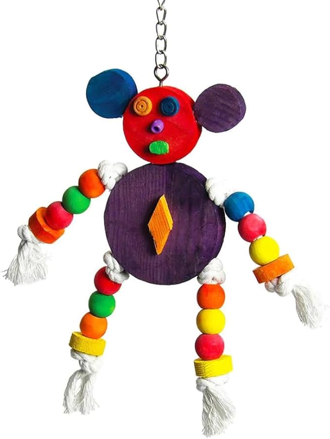A&E CAGE COMPANY HB46352 Happy Beaks Crazy Wooden Mouse Assorted Bird Toy, 9 by 11.8"