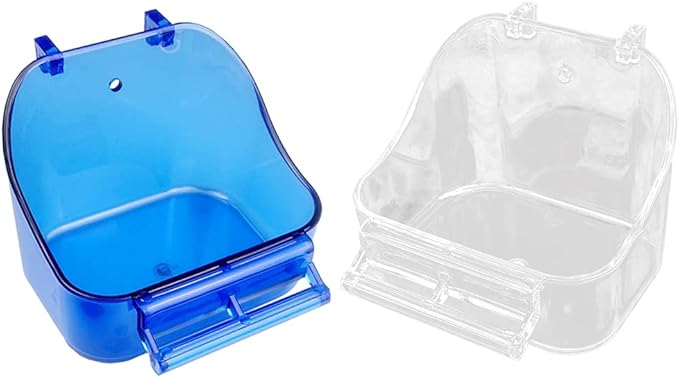 Bird Bath Box Parakeet Caged Bird Bathing Tub with Standing Perch for Small Birds Budgies Parrots 2 Colors Bird Bath for Cage Inside Cockatiel Parakeet Birds Parrot Conure Finch
