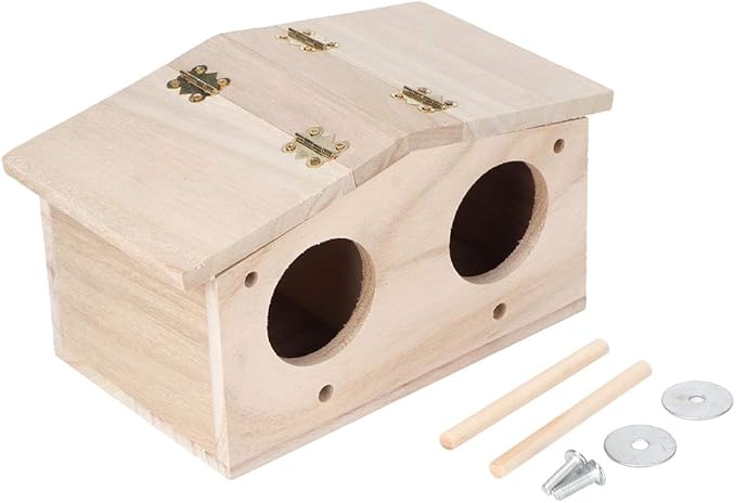 Wooden Bird House for Parrot Breeding and Cockatiel Nesting Box Outdoor Hanging Aviary Decoration Gifts
