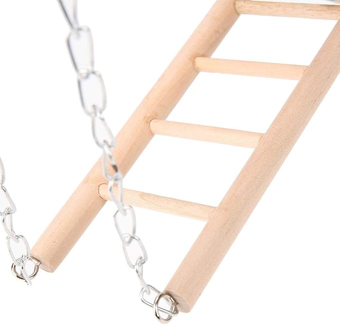 ZJchao Wooden Bird Ladder Toy for Parrots & Medium Birds – Hanging Climbing Bridge with Double-Layer Steps, Swing Design, Compatible with Most Standard Cages