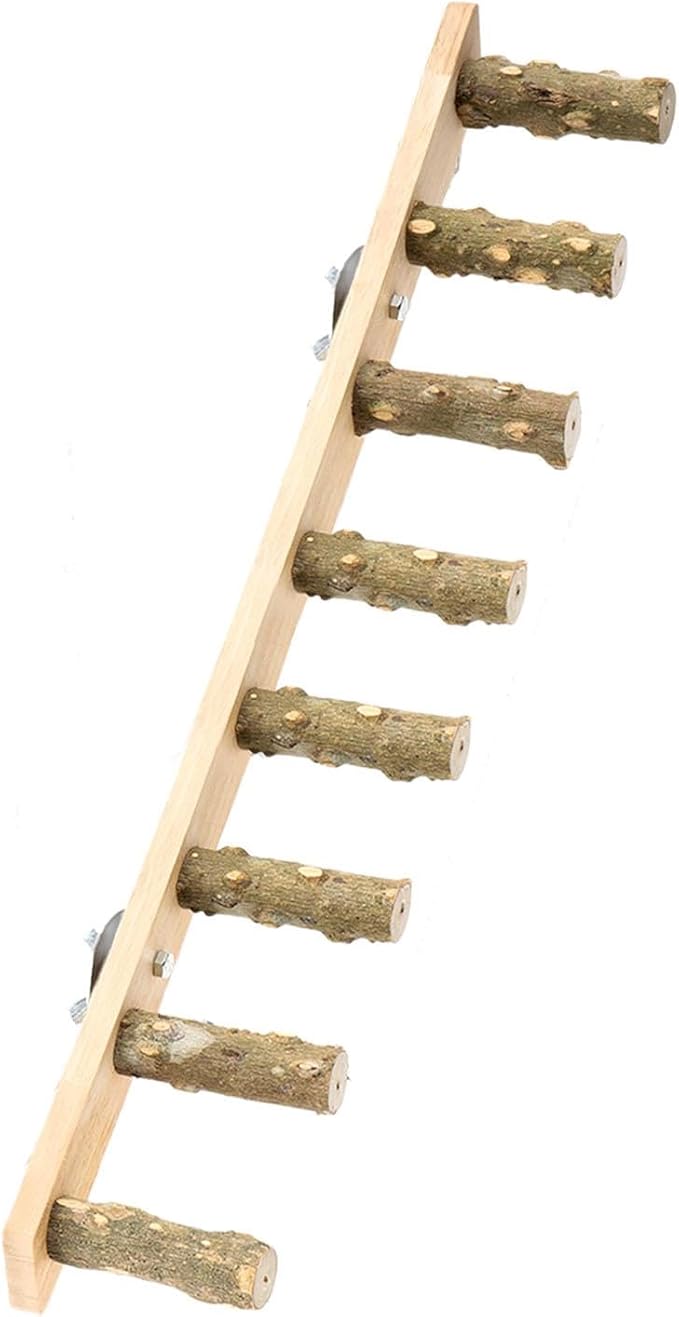 Bird Wooden Ladder Bridge,Bird Cage Ladder,Wood Cage Accessories,Bird Ladder Perch,Parrot Climbing Ladder for Budgies,Conures, 8 Sections