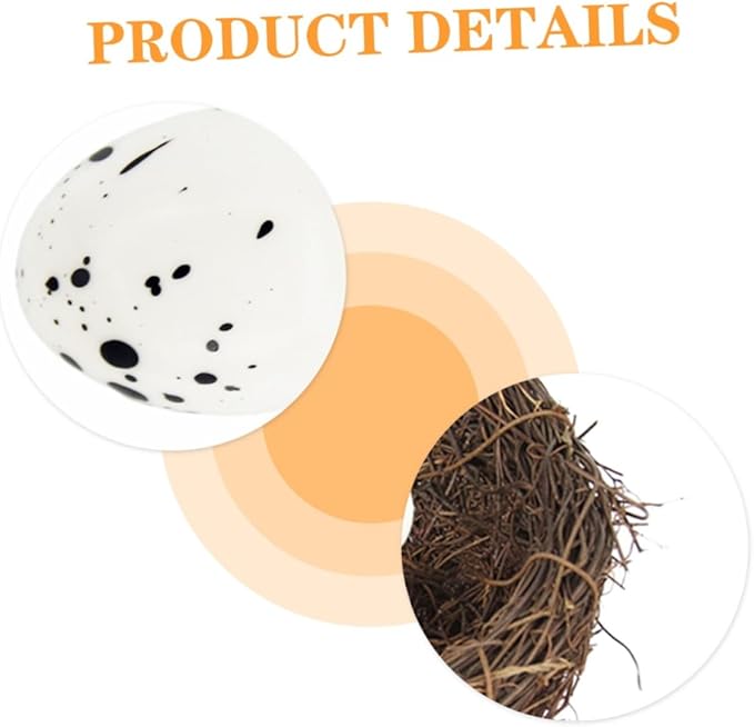 LIOOBO 1pc Rattan Nest Eggs Toy Simulated Decorative Bird Nest Easter Theme Birds Nest
