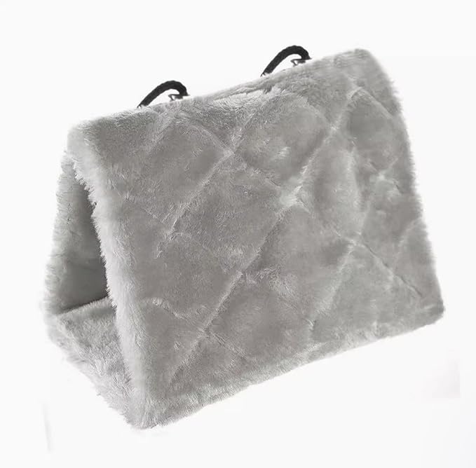2 Pack Warm Bird Nest House Plush Birds Hut Bed Hanging Hammock Sleeping Bed Plush Hanging Snuggle Cave for Pet Parrot Parakeet Cockatiel Conure Cockatoo African Grey Macaw (Brown&Grey)