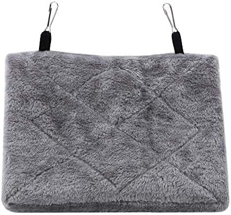Peony Parrot Hammock Bird Nest Warm Soft Plush Hammock Hanging Cage Tent for Birds Parrot Winter Warm Bed Pet Toy Pouch Cotton Bed (M- Gray)