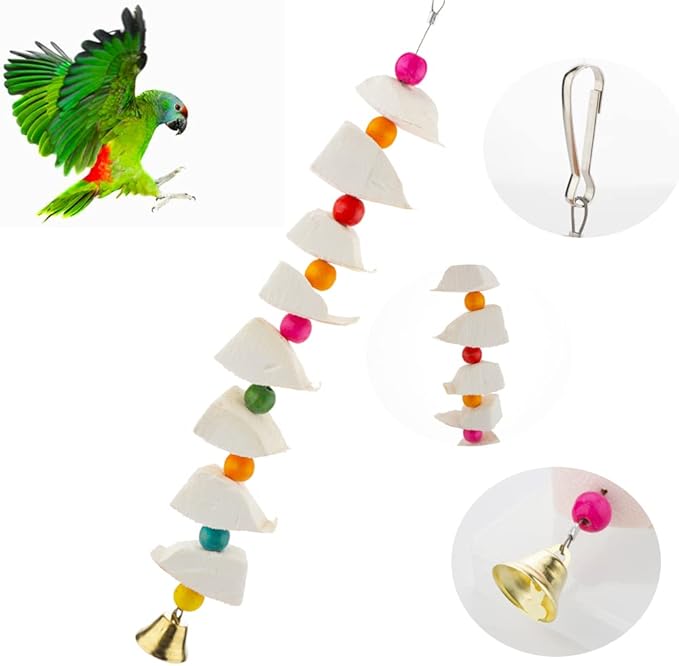 DQITJ Bird Cuttlebone Chew Toy, Natural Calcium Cuddle Bone Sharp Beaks Cage Toy for Parrot Budgie Conure Cockatiel (8 Pcs in a Bunch)