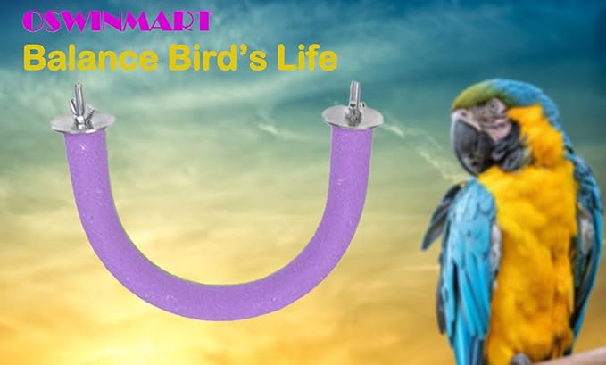 2Pcs 7.9Inch Purple U Shape Rough-surfaced Sands Stick Bird Perches Bird Cage Perches Toy for Regular to Large Parrot,Amazon,Parakeets,Macaw