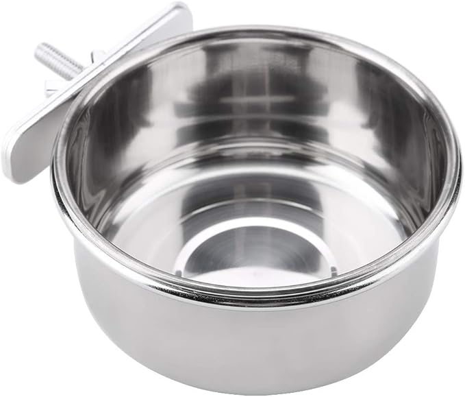 Hanging Adjustable Food Water Food Feeding Bowl Stainless Steel Parrot Parakeet Feeder Bird Cage Accessory Drinking Cup (M)