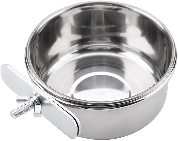 Hanging Adjustable Food Water Food Feeding Bowl Stainless Steel Parrot Parakeet Feeder Bird Cage Accessory Drinking Cup (S)