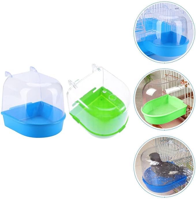 GANAZONO Bird Bathtub Hanging Bath Box for Small Pet Birds Parakeets Lovebirds Cage Accessory Bird Bath Deep Bowl for Health and Cooling