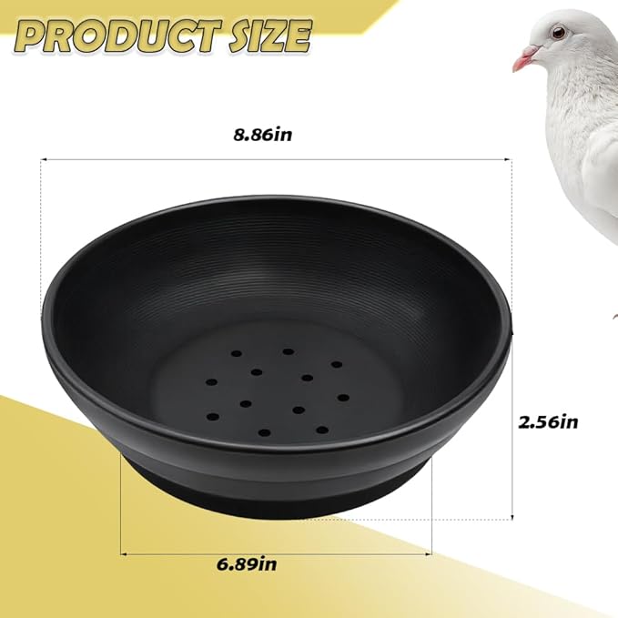 DQITJ 4 Pack Bird Nest Bowl Plastic Racing Pigeon Breeding Hatching Nest Box Birdcage Egg Basin for Pigeon Chicken Doves Quail Bird (Dia: 8.6 Inches, Black)