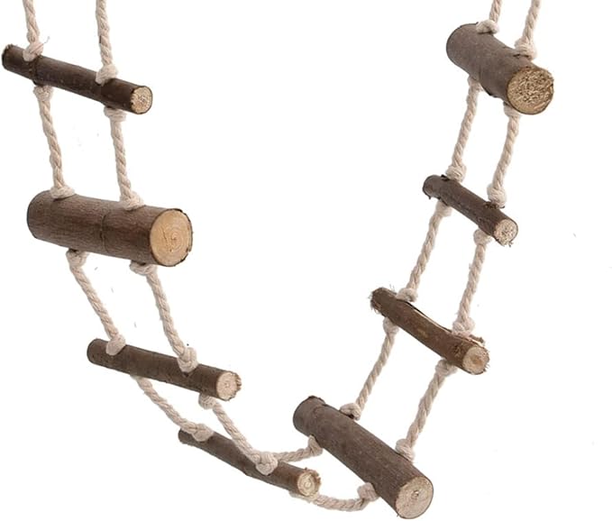 Pet Rope Ladder, Hamster Bird Ladder Climbing Rope Ladder Birds Swing Hanging Bridge Toys for Mouse, Chinchilla, Rat, Squirrel, Dwarf Hamster, Parrot - 39.37 Inch