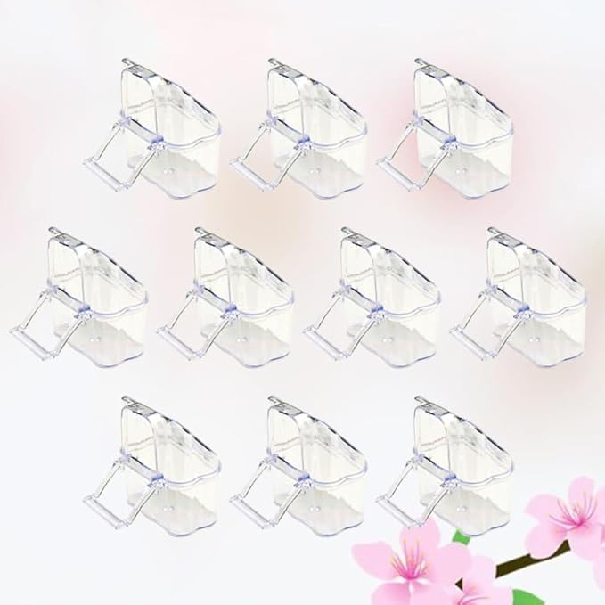 Cabilock 10Pcs Splash-Proof Bird Feeder for Cage Parrot Feeding Box Transparent Bird Food Bowls Easy Install Hanging Feeding Cups