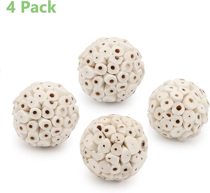 Wontee Bird Toys Sola Balls 2.4" Parrot Foraging Toys Soft Sola Atta Ball Parrot Chew Shred Toy for Cockatiels Conures Parakeets Budgies Senegal (6)