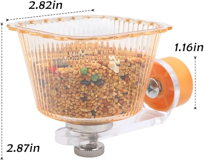 Bird Cage Feeding Cup Anti-Tip Feeder with Magnet Holder for Cockatiel Macaw Parakeet Finch Lovebird African Grey Small Birds (Yellow)