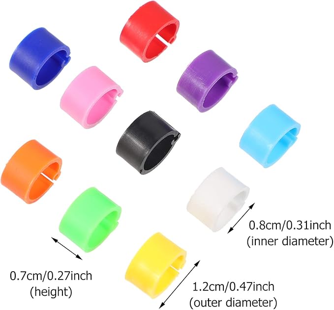 EXCEART Birdies Pigeon Foot Ring 100Pcs Plastic Bird Leg Band Rings Multi-Color Leg Rings Bird Clips Ankle Band Racing Pigeon Bands for Pigeon Dove Chicks Bantam