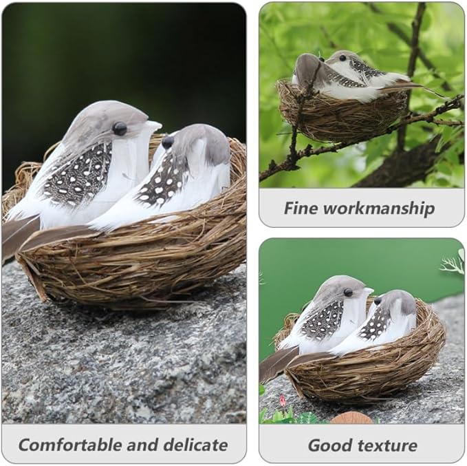 3 Set Artificial Bird Nest with Foam Eggs Simulated Twig Birds Nest Decoration for Easter Garden and Home Ornament