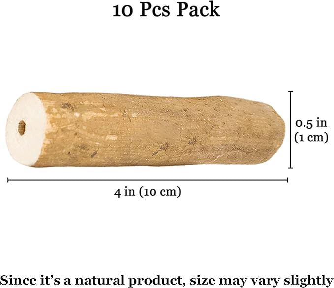 CoCoo Bark Sola Sticks with Skin for Parrots, Cockatiel Chew Forage Toy, Round Wood Foot Exercisers for Budgie, Conures, Beak, and Nails Groomer, Keeps Small Birds Calm, and Physically Fit, 10 Pcs