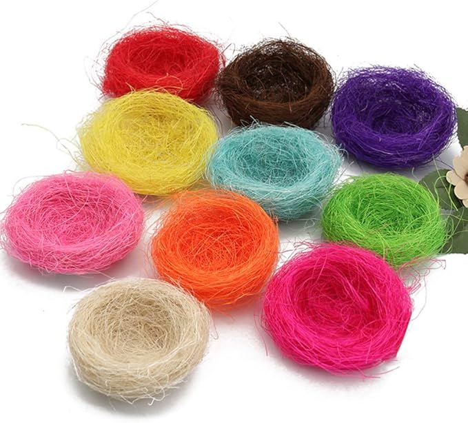 Hemoton 20Pcs Artificial Bird Nest, Natural Rattan Birds Nest Crafts, Easter Bird Nest Decorating Kit for Crafts, Easter, Party, Wedding, Patio (Hemp Thread Color)