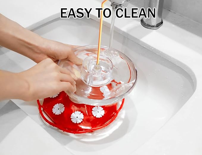 eWonLife Bee Proof 8-Port Hummingbird Feeder for Outdoors, 16oz Leak Proof Saucer Humming Bird Feeder with Integrated Ant Moat Brush, Easy Clean & Refill, Hanging Garden Yard Dรฉcor