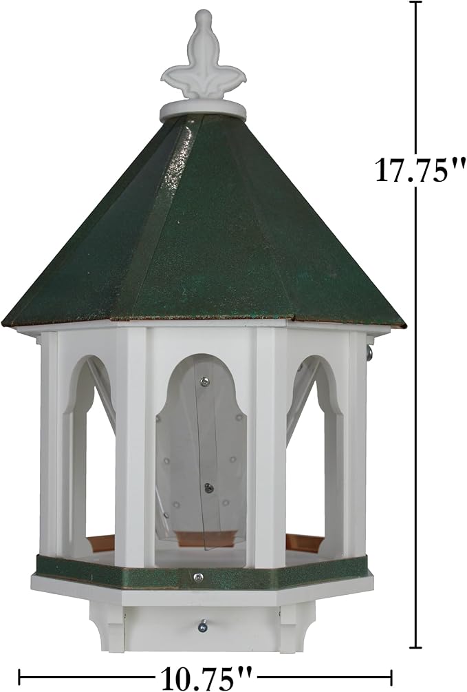 Wild Bird Feeder Solid Cellular PVC Patina Copper Roof (F8V) Made in the USA (4" x 4" Mount)